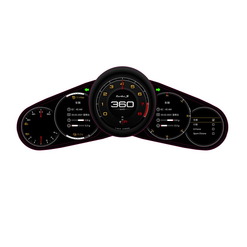 Linux System 12.3 Inch 720p Upgrade Auto Meter Virtual Cockpit Screen for Porsche Cayenne Digital Cluster 2010-2017