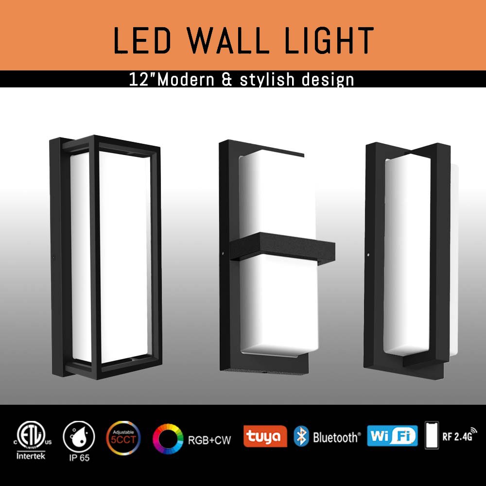 Modern Outdoor Wall Lights LED Rectangle 5CCT Tunable Exterior Lighting Fixture Waterproof Outdoor Lights for House Porch Garage