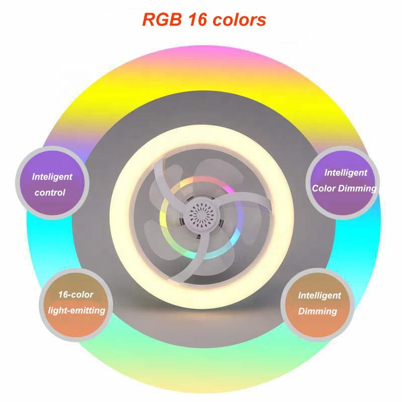 E27 3 Color Smart Fan Light With Remote Control Dimming RGB Ceiling Fan Lights for Living Room Bedroom Led Fan Lights