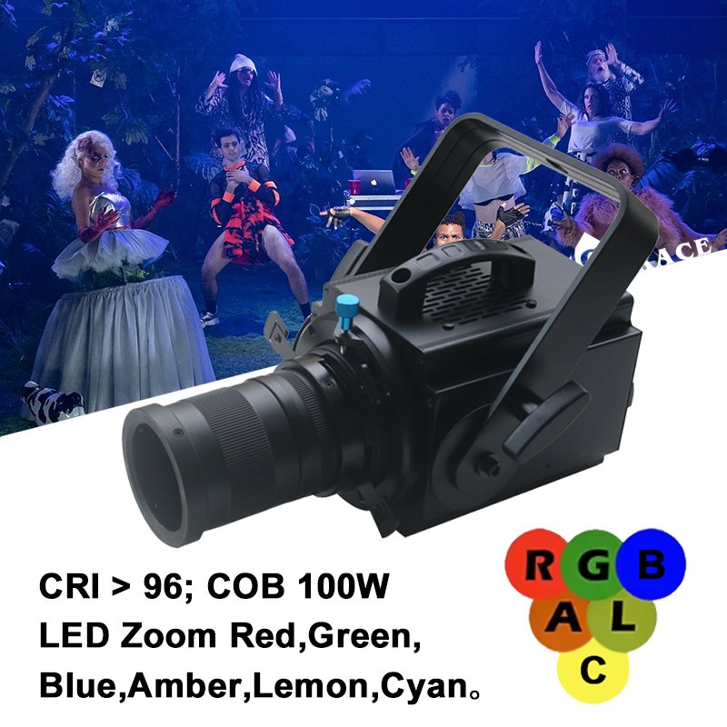 Igracelite 100W 6in1 RGBALC Spotlight LED Leko Light PWM Mode CRI>96 Mini Zoom Spot Stage Light
