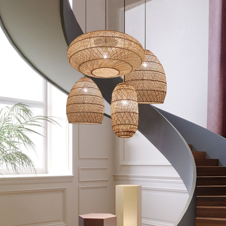 Factory Direct Home Decor Modern Handmade Natural Woven Lampshade Bamboo Lamp Rattan