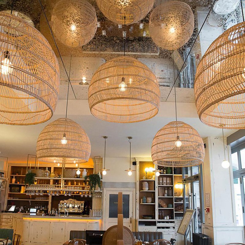 Factory Direct Home Decor Modern Handmade Natural Woven Lampshade Bamboo Lamp Rattan
