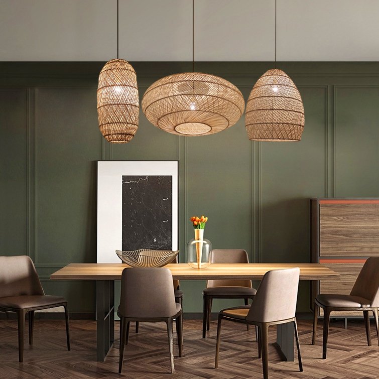 Factory Direct Home Decor Modern Handmade Natural Woven Lampshade Bamboo Lamp Rattan