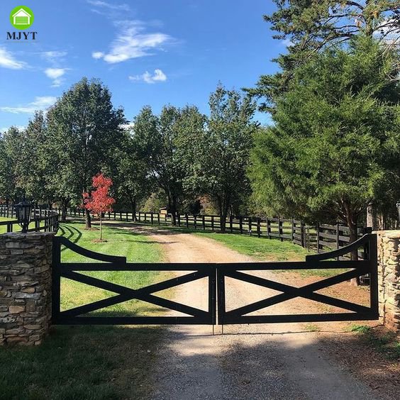 Custom Various Colors Aluminum Ranch Gates Farm Gates Driveway Gate - Handmade in Foshan - MJYT Gate Company