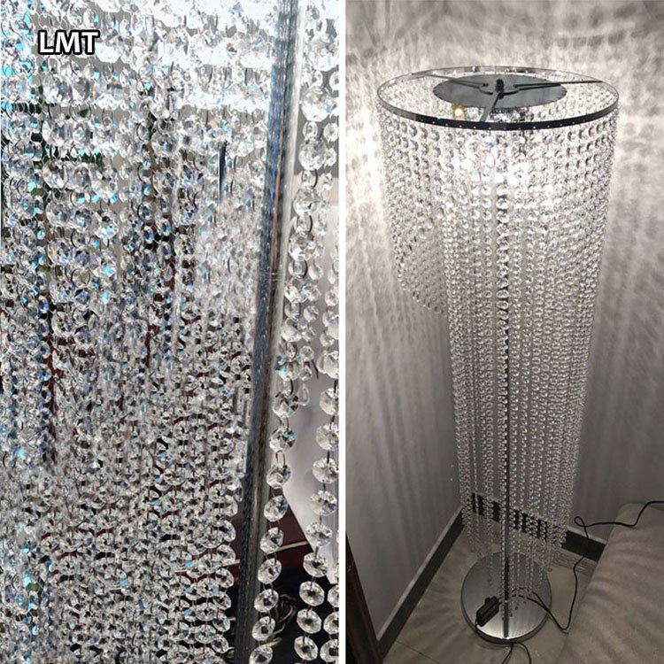 Nordic Corner Designer Crystal Floor Standing Lamp Modern Home Decor Curtain Shaped Living Room Luxury Floor Lamp