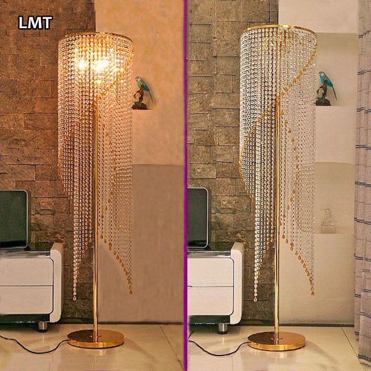 Nordic Corner Designer Crystal Floor Standing Lamp Modern Home Decor Curtain Shaped Living Room Luxury Floor Lamp