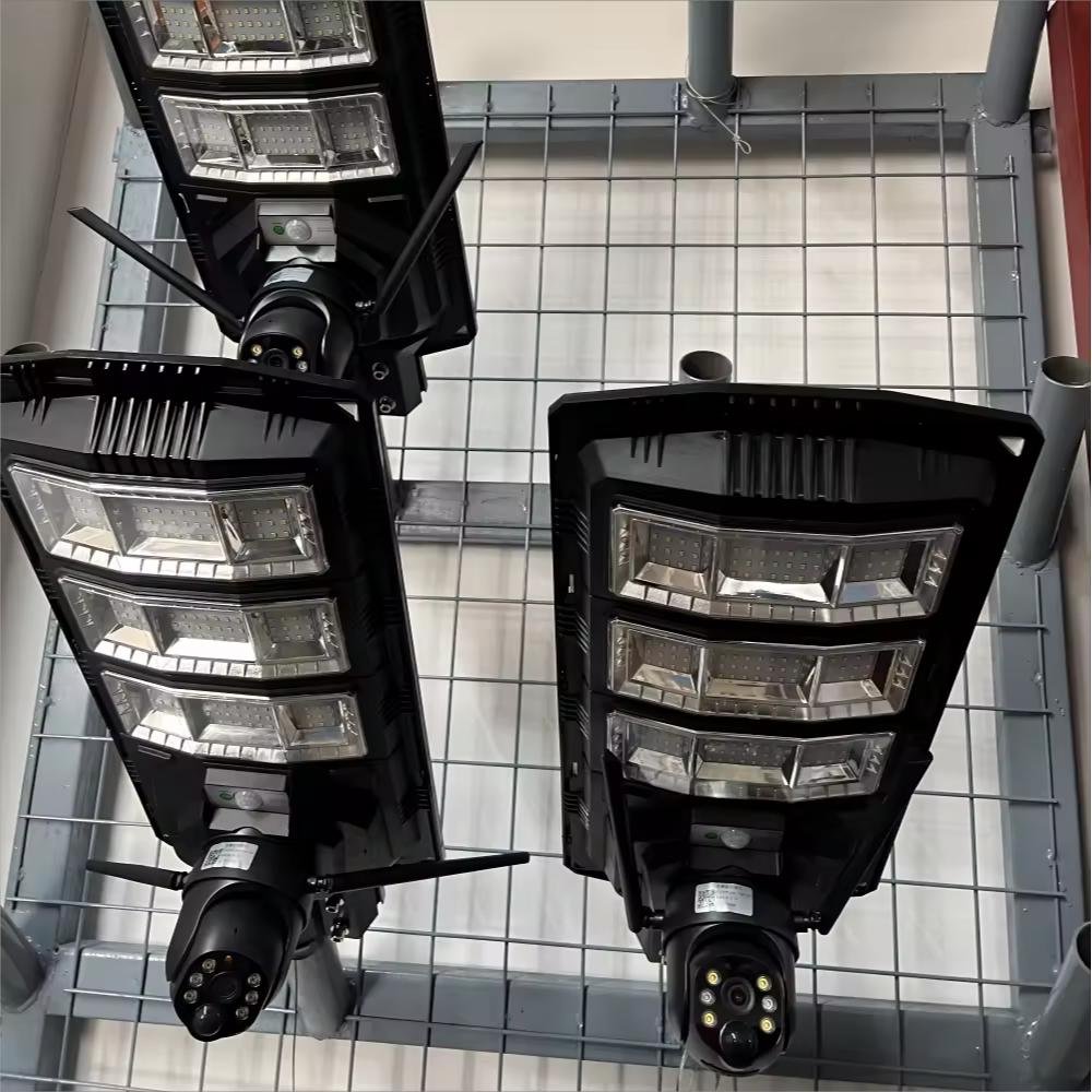 Omsen 300W Solar Security Street Light With Outdoor Cctv Camera 4G With Poles Lamparas Solares Waterproof Ip67