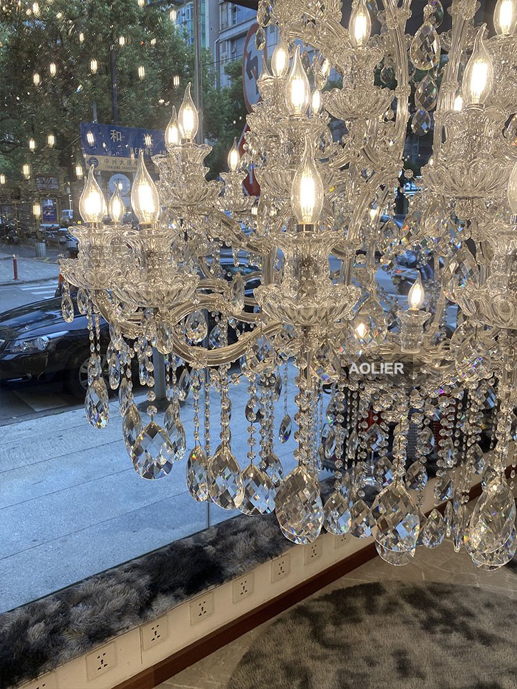 Modern Italian Crystal Chandeliers Classic Glass Candle Crystal Chandelier with Lamp Shade Hotel Pendant Light