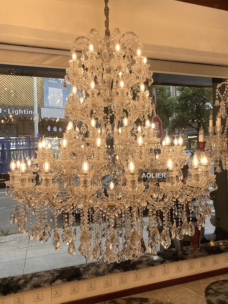 Modern Italian Crystal Chandeliers Classic Glass Candle Crystal Chandelier with Lamp Shade Hotel Pendant Light