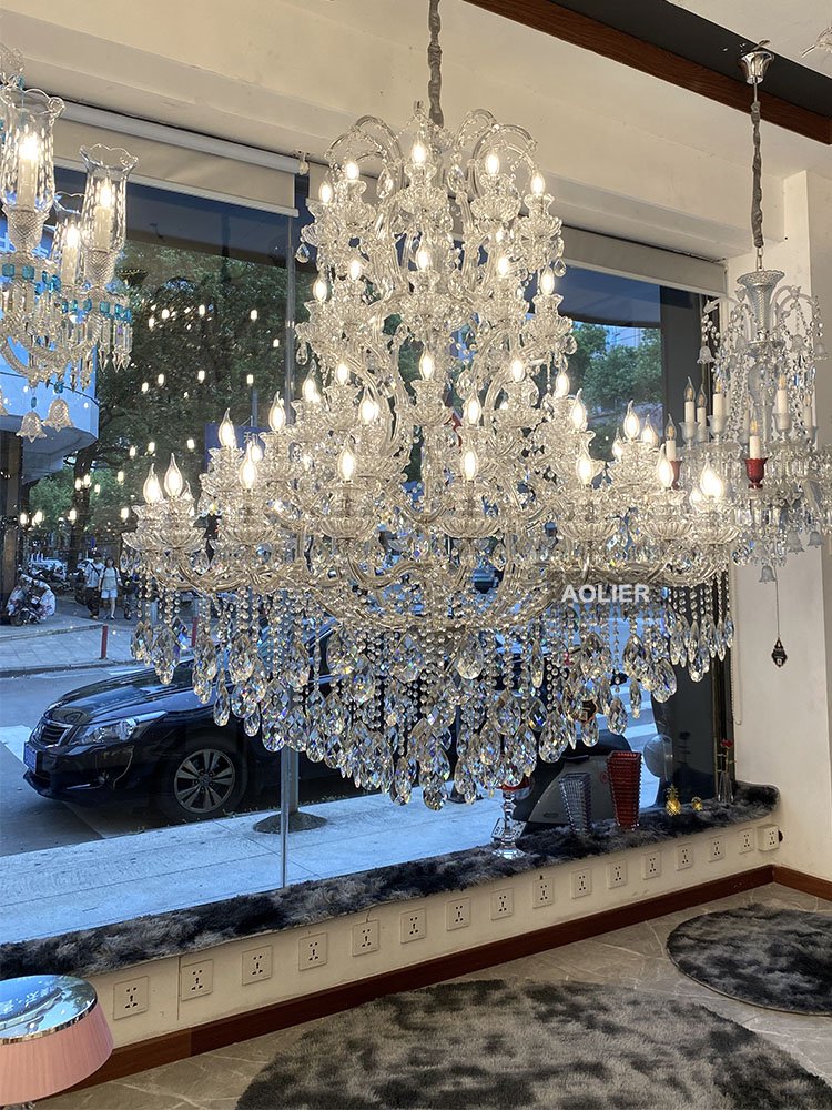 Modern Italian Crystal Chandeliers Classic Glass Candle Crystal Chandelier with Lamp Shade Hotel Pendant Light