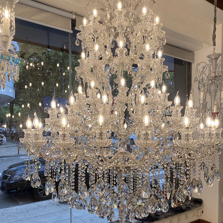 Modern Italian Crystal Chandeliers Classic Glass Candle Crystal Chandelier with Lamp Shade Hotel Pendant Light
