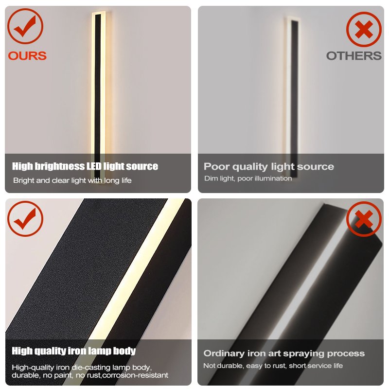 Top Sale Black Corridor Decorative Ip65 Modern Waterproof Long Strip Outdoor LED Wall Light
