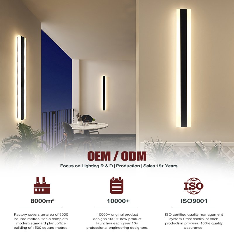 Top Sale Black Corridor Decorative Ip65 Modern Waterproof Long Strip Outdoor LED Wall Light