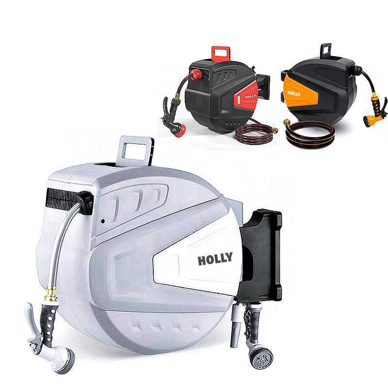 New 1/2" 130ft Auto Self Rewind Hose Reel Retractable Water Hose Reel 40 Meter Safety Pipe Tube Slow Return Gardening Hose Reel
