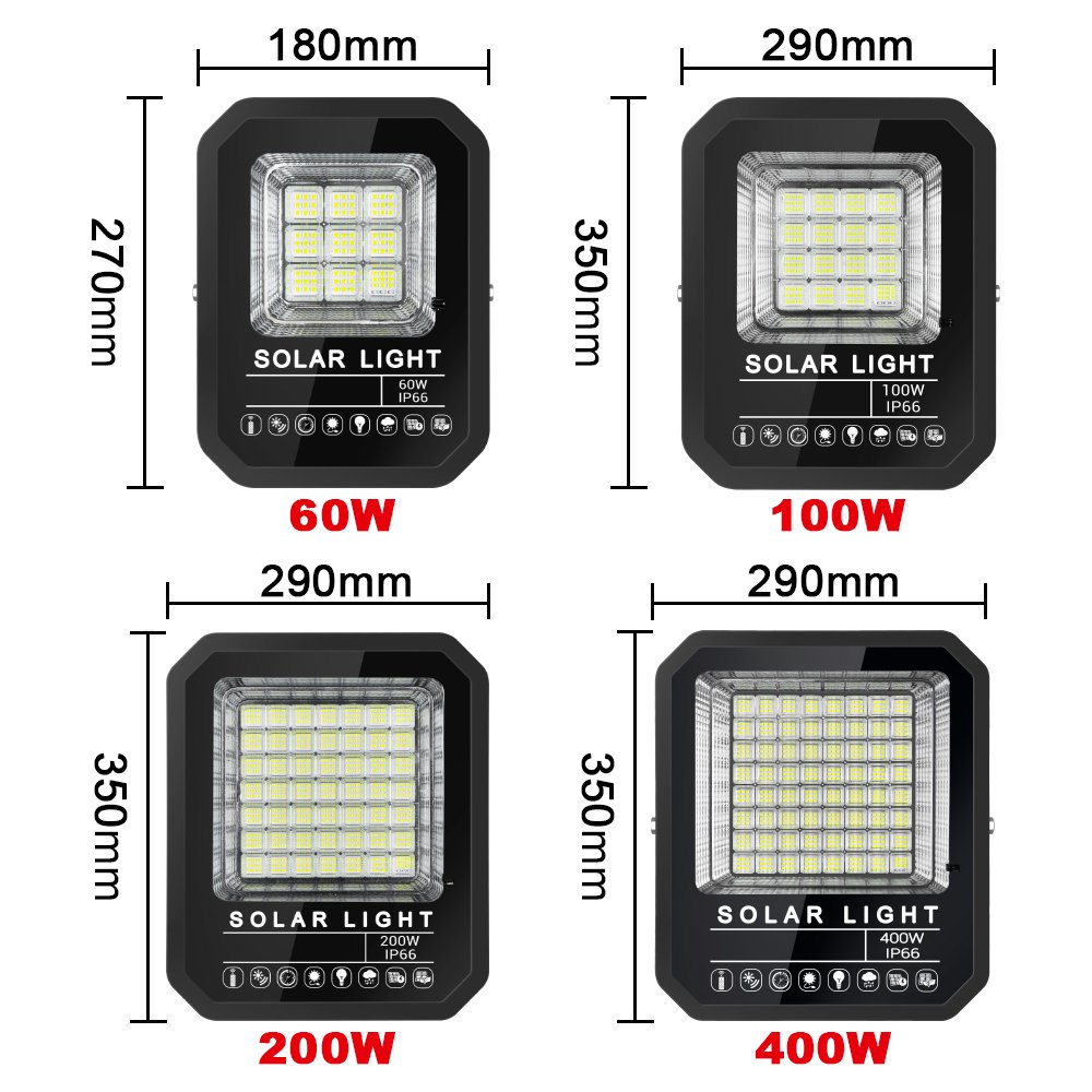 High Quality 100w 200w 300w 400w Reflector Solar Projector Light Garden Solar Flood Light