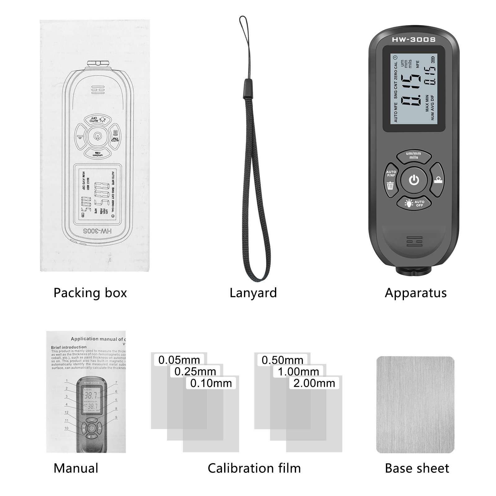 HW-300S Measuring Tool Coating Paint Film Meter Feeler Tester Car Paint Thickness Meter Metal Thickness Gauge