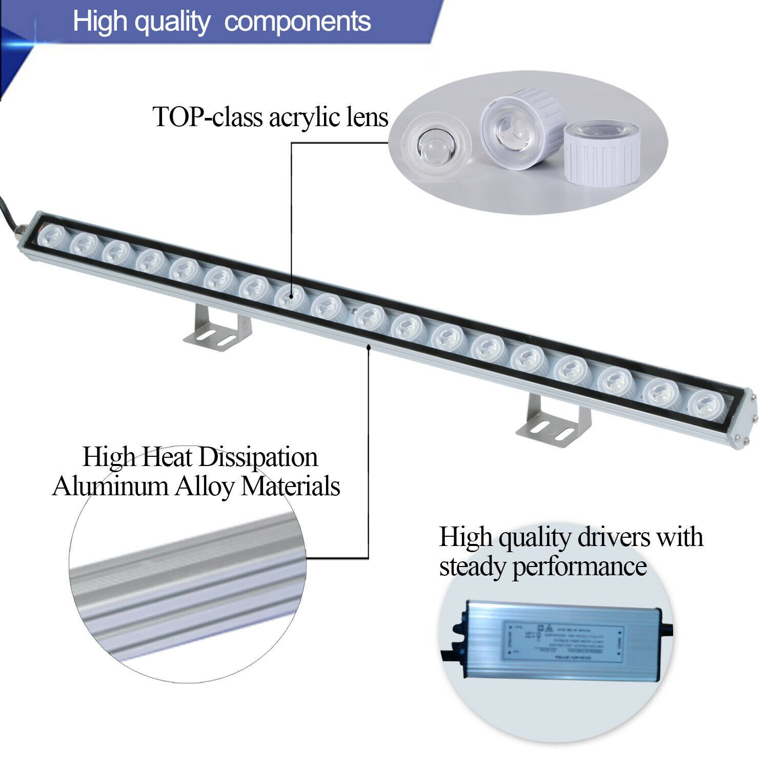 IP65 Waterproof 470nm Blue LED Bar Light 27W LED Aquarium Light Strip Reef Coral Plant Fish Tank Lamp Growth Greenhouse Lighting