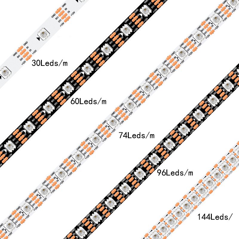 WS2815 2815 12V Addressable Dream Magic Full Color Break Point Continue Digital Pixel Programmable RGB IC Smart Led Strip Lights