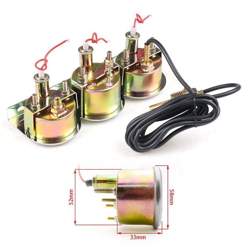 52mm 2 inch Auto Car Oil Pressure Water Temp Volt Meter Gauge With Sensor Triple Gauge Set Mechanical Chrome Panel White 3 in 1