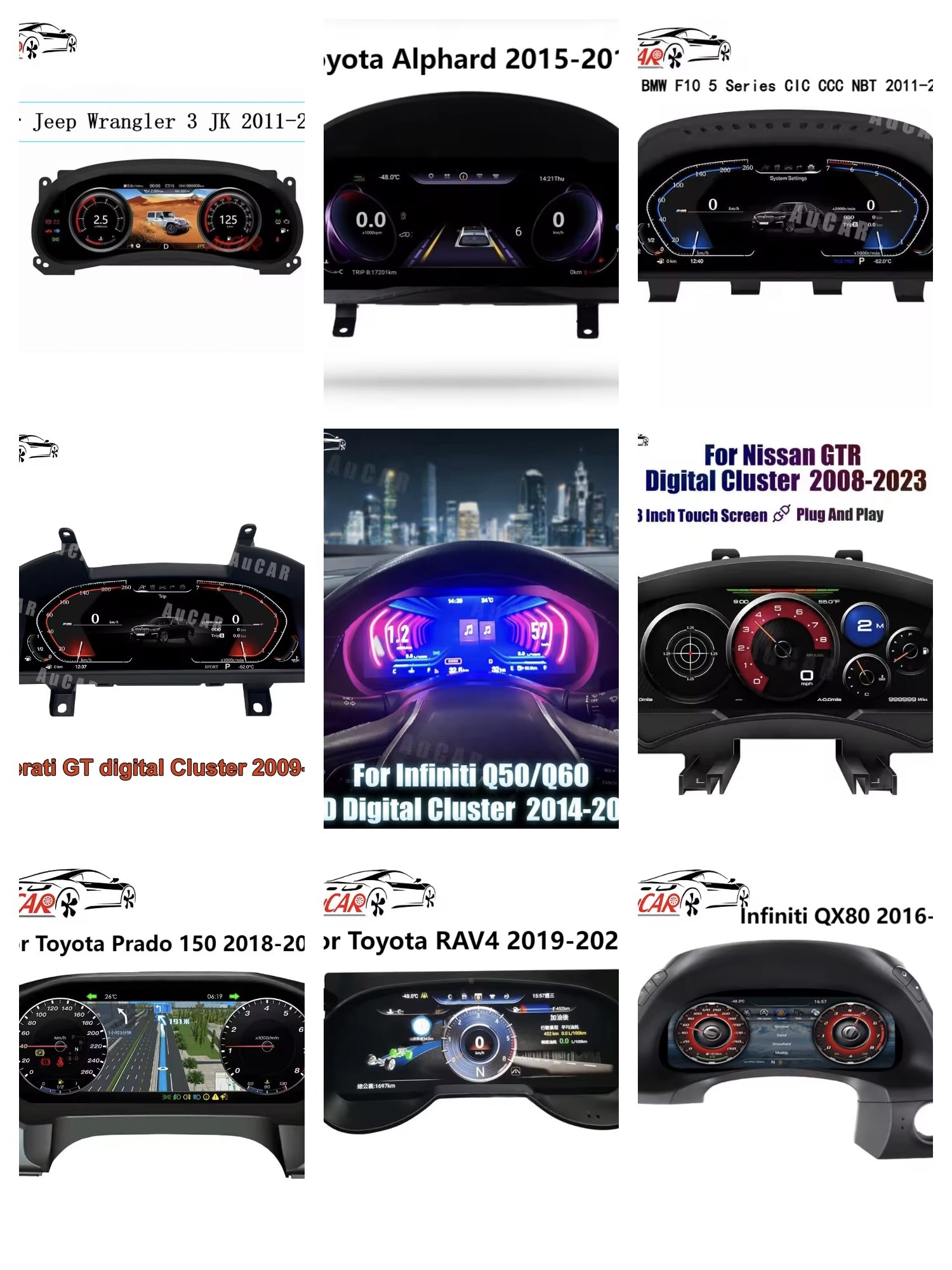 AuCAR Linux Instrument Cluster for Infiniti Q50 Q60 QX80 BMW F10 5 Series Maserati Gran Turismo Toyota Prado 150 Car Stereo
