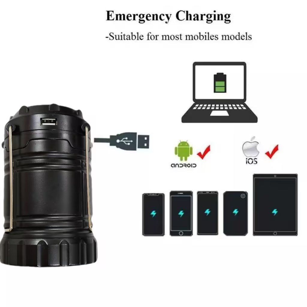 Rechargeable Type-C Portable Foldable Camping Lamp Solar Charging Lamp Hanging Outdoor Camping Lights With Magnet Hook