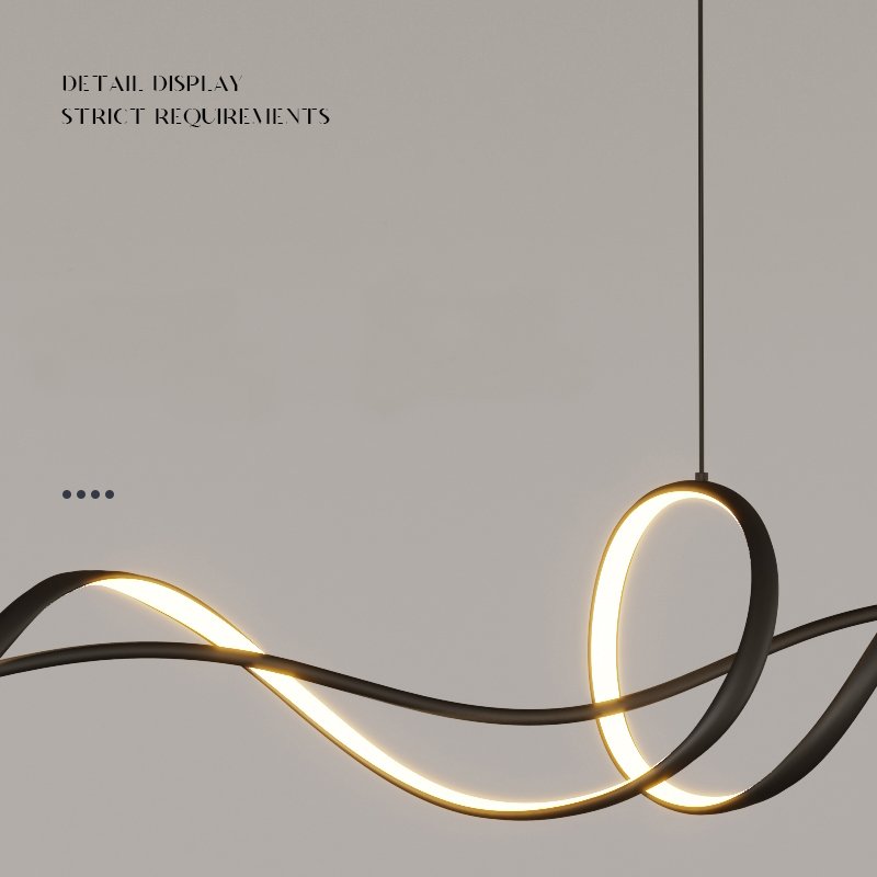 Contemporary Minimalist LED Glass Chandelier Modern Ceiling Light Design for Living Room Black Line Pendant Lights Chandeliers
