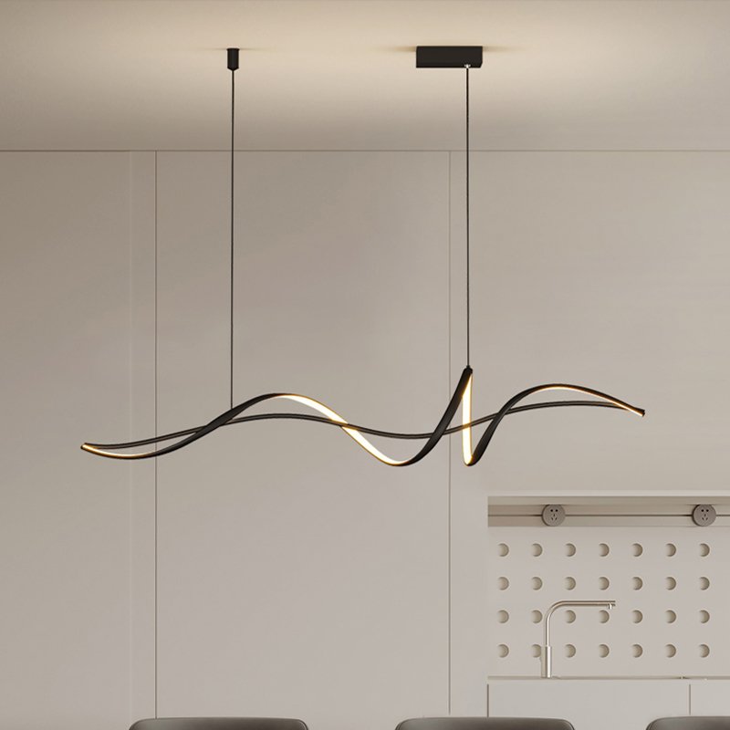 Contemporary Minimalist LED Glass Chandelier Modern Ceiling Light Design for Living Room Black Line Pendant Lights Chandeliers