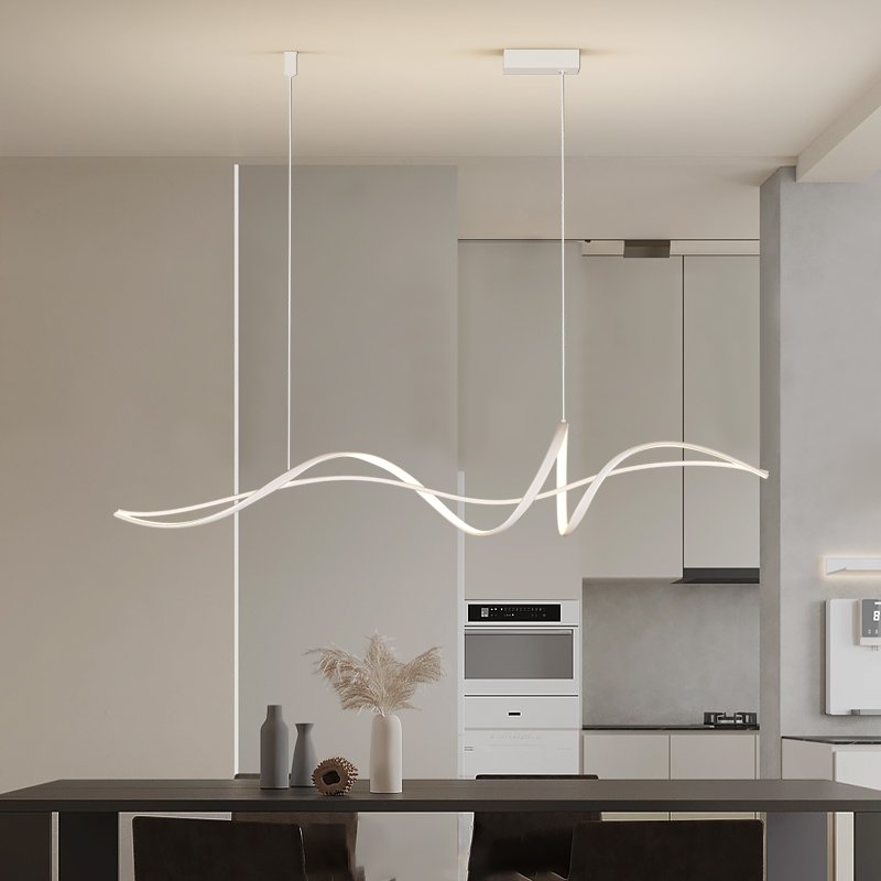 Contemporary Minimalist LED Glass Chandelier Modern Ceiling Light Design for Living Room Black Line Pendant Lights Chandeliers