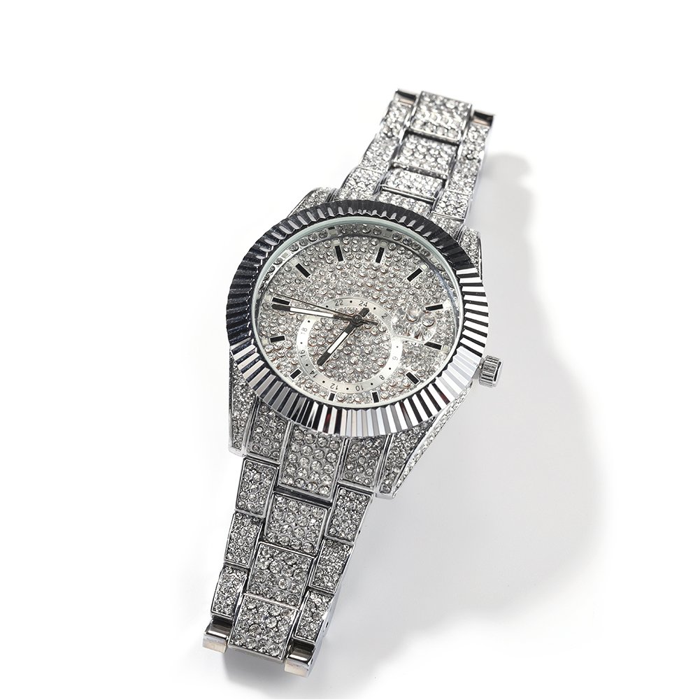New Watch Dial Full Diamond Quartz Watches Men Watch High Quality Low Price Fashion Jewelry 10 Meters Waterproof