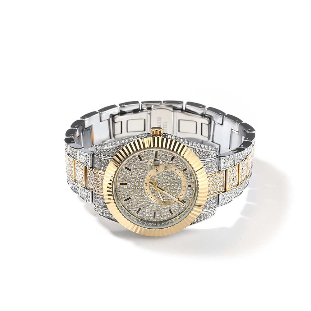 New Watch Dial Full Diamond Quartz Watches Men Watch High Quality Low Price Fashion Jewelry 10 Meters Waterproof