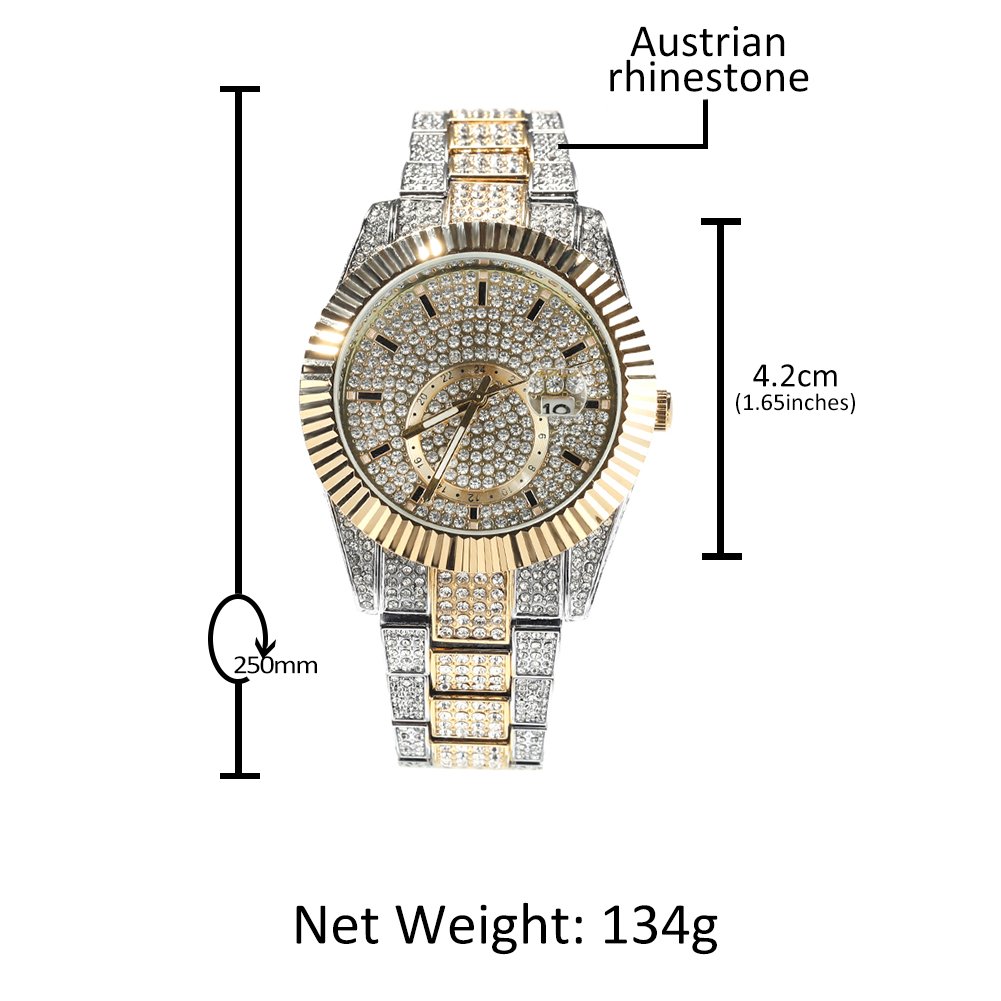 New Watch Dial Full Diamond Quartz Watches Men Watch High Quality Low Price Fashion Jewelry 10 Meters Waterproof