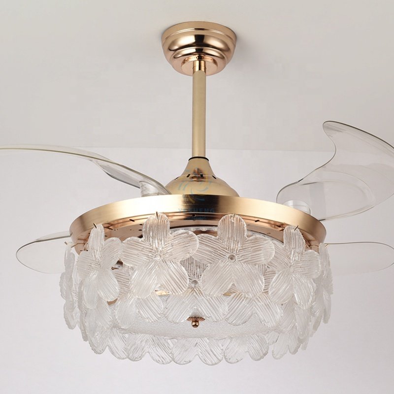 Y127 Modern LED Ceiling Fans New Creative Flower Shaped Crystal with Remote Control 110/220V Decorative Bladeless Light