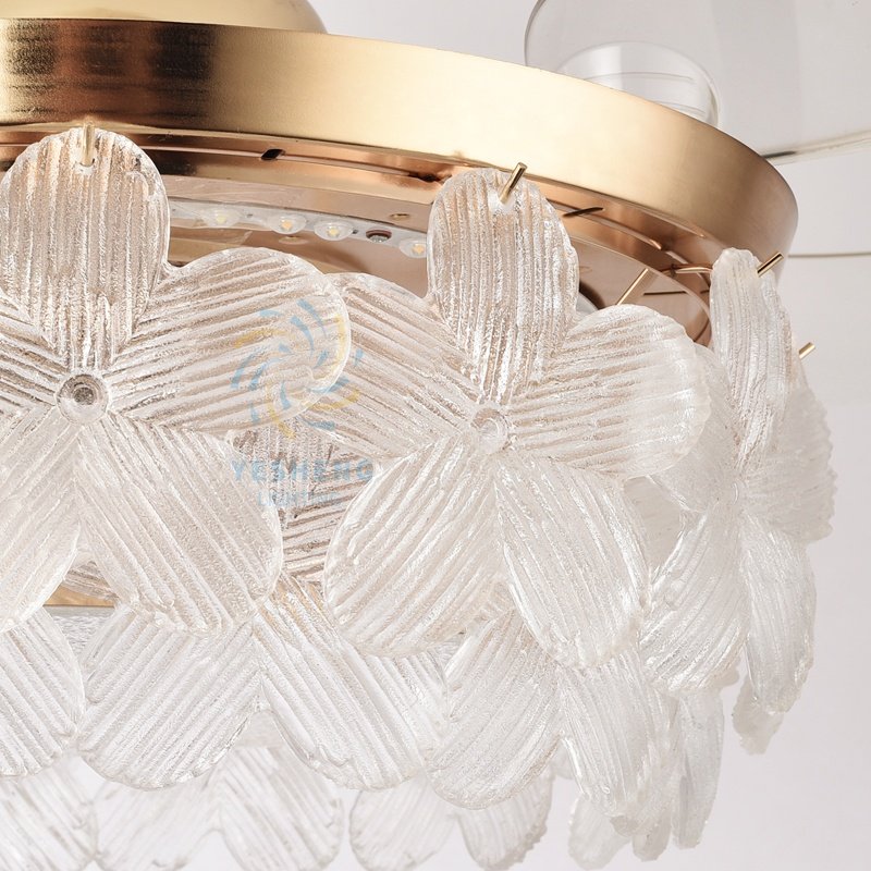 Y127 Modern LED Ceiling Fans New Creative Flower Shaped Crystal with Remote Control 110/220V Decorative Bladeless Light