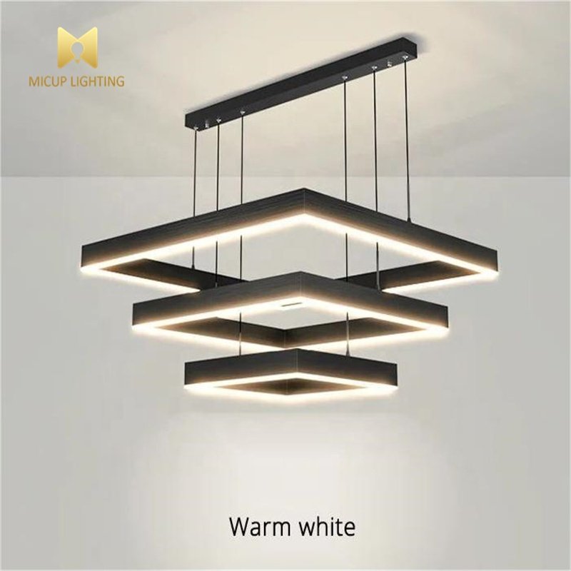 Modern Simple Acrylic New Design Square Pendant Lights Black Led Chandelier for Living Room