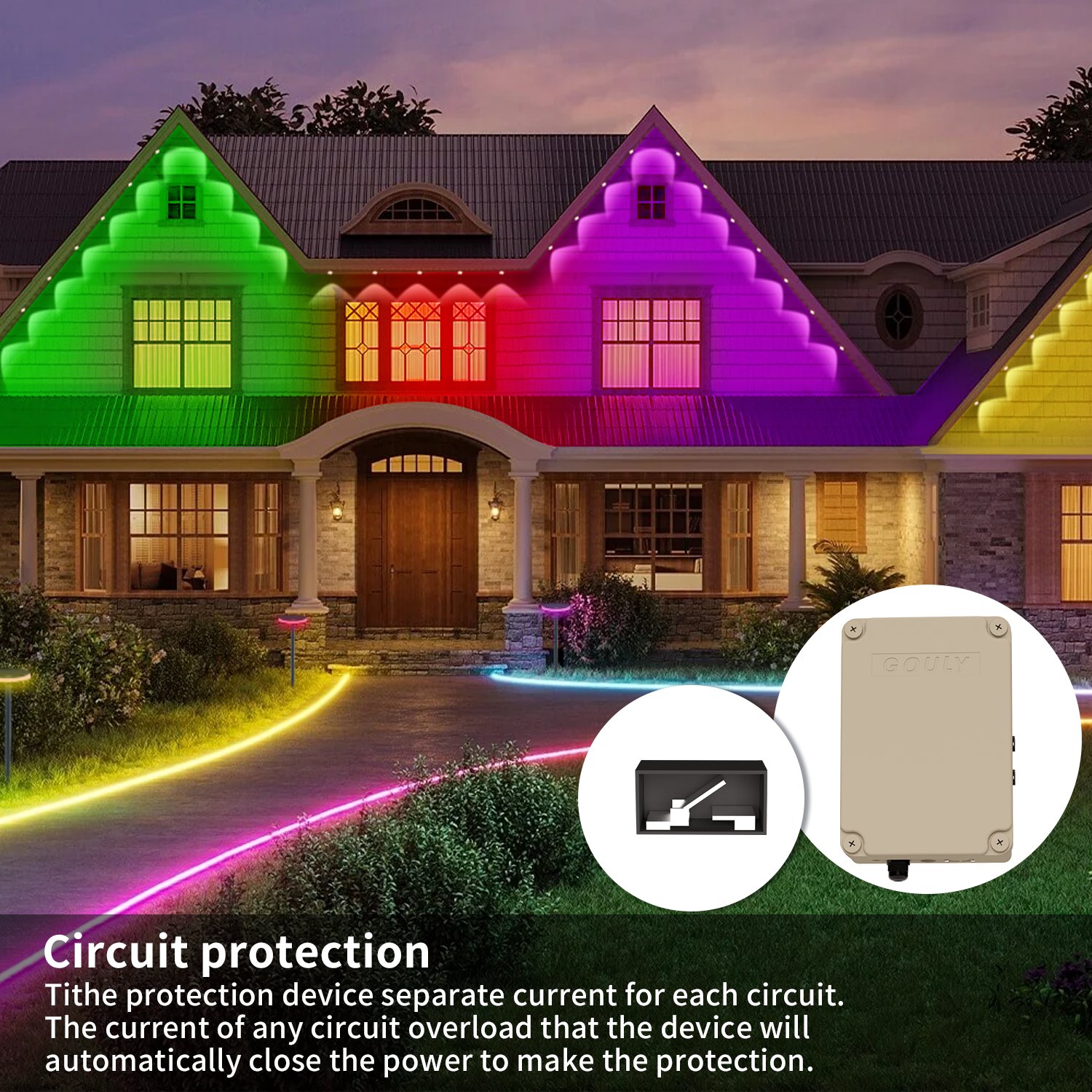 gouly Waterproof Plug Box Aluminum Junction Box Led Lighting Control System Led Accessories for Permanent Outdoor Light