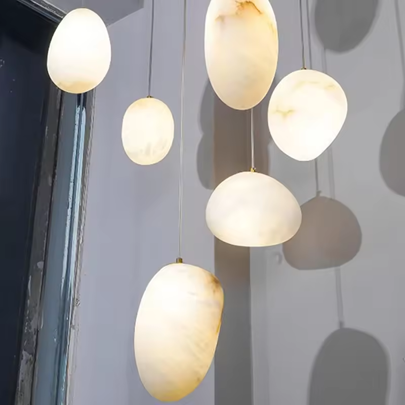 Customized Moden Alabaster Decorative Chandelier Applicable to Family Hotel Cofeshop Linear Art Chandelier