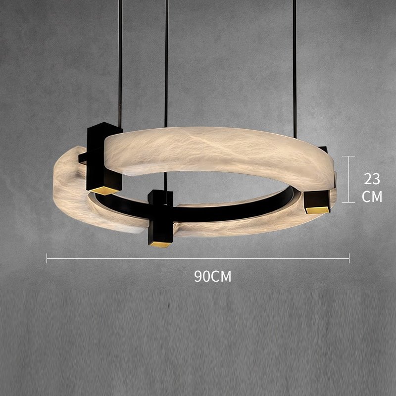 Spain Alabaster Big Luxury Villa Liging Room Senior Clubs Ring Marble Pendant Lamp Ceiling Hanging Chandelier