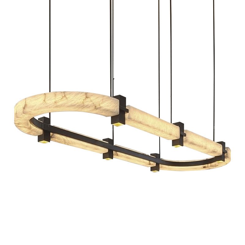 Spain Alabaster Big Luxury Villa Liging Room Senior Clubs Ring Marble Pendant Lamp Ceiling Hanging Chandelier
