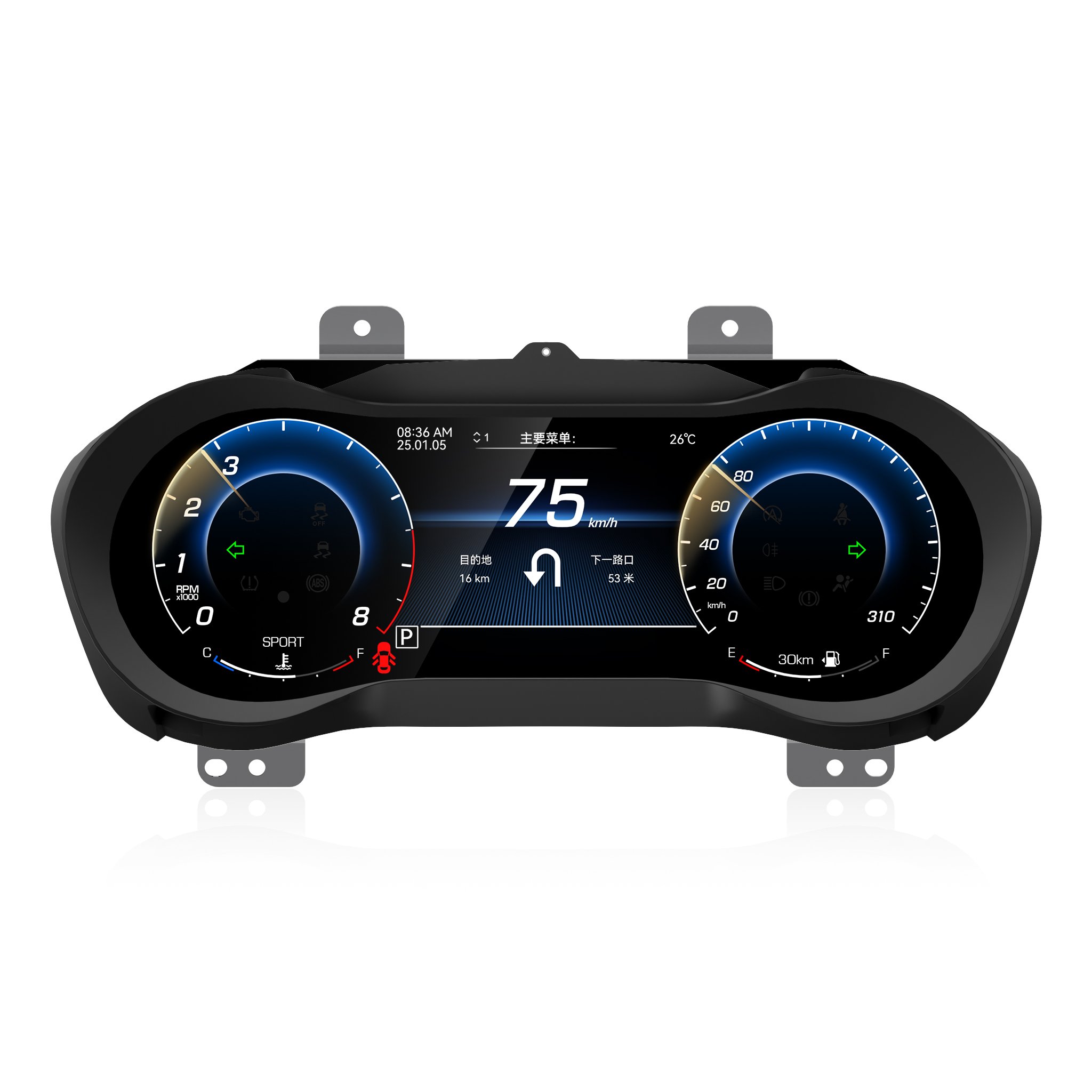 LCD Instrument Cluster for Maserati Ghibli 2014-2023 Car Auto Meter Linux System 12.3'' Speedometer Dashboard Digital Cluster