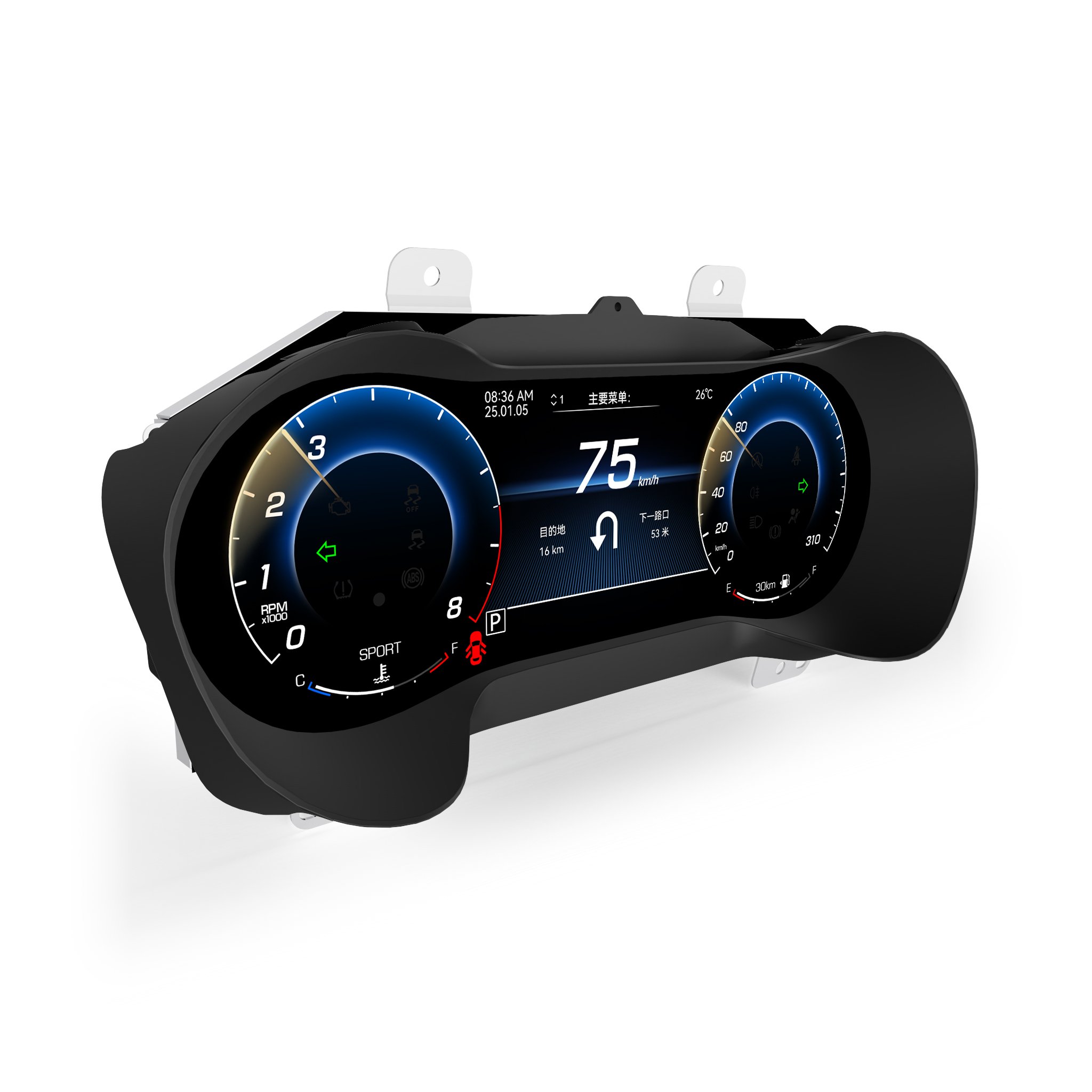 LCD Instrument Cluster for Maserati Ghibli 2014-2023 Car Auto Meter Linux System 12.3'' Speedometer Dashboard Digital Cluster