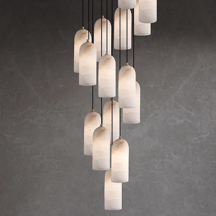 Kitchen Island Simple Gold Luxury Brass Pendant Light Hotel Designer Nordic Modern Hanging Marble Chandelier