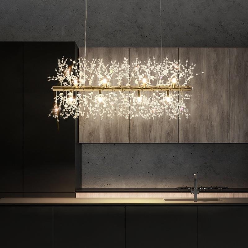 Nordic Crystal Dandelion Chandelier Lighting Kitchen Dining Room Hanging Pendant Light