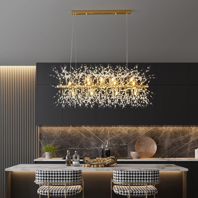 Nordic Crystal Dandelion Chandelier Lighting Kitchen Dining Room Hanging Pendant Light