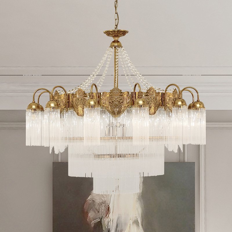 Hotel Custom Design Villa Living Room Wedding Pendant Lights Lighting Crystal High Ceiling Luxury Led Gold Modern Chandeliers