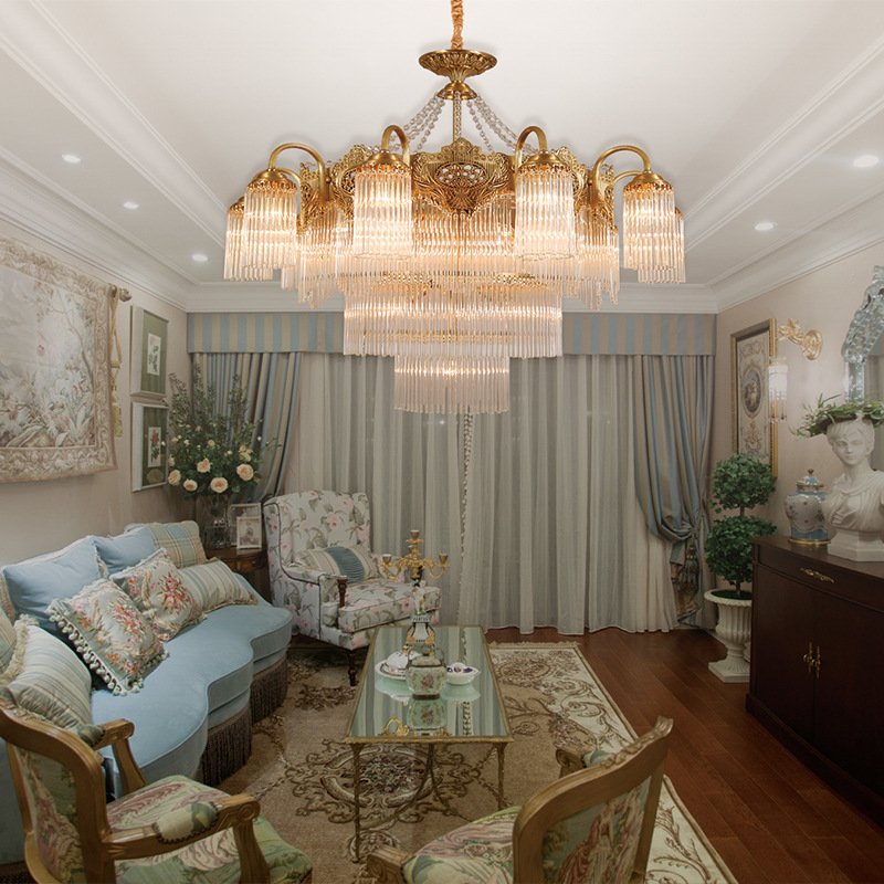 Hotel Custom Design Villa Living Room Wedding Pendant Lights Lighting Crystal High Ceiling Luxury Led Gold Modern Chandeliers