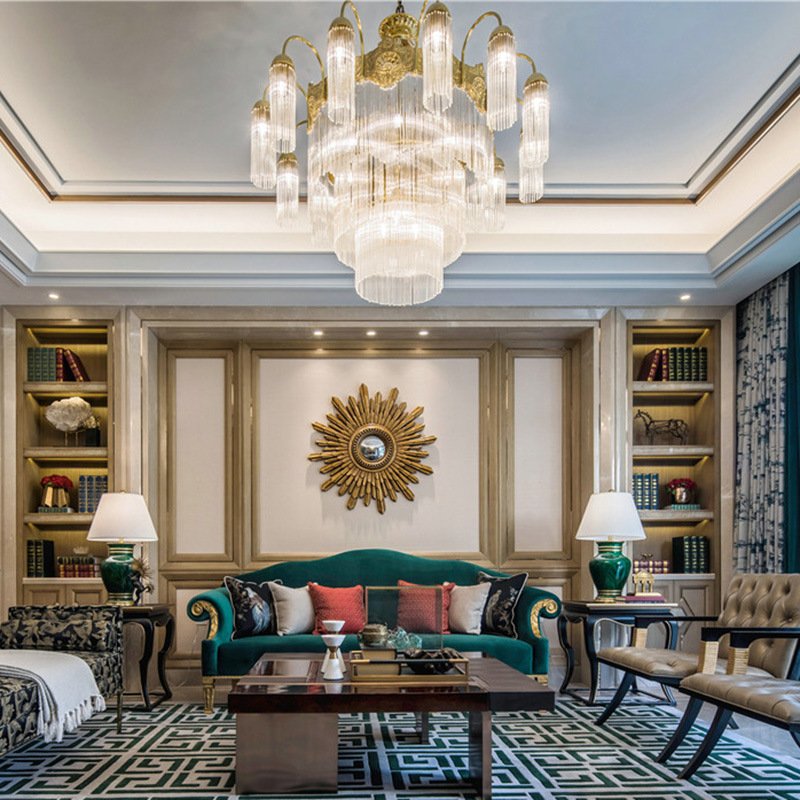 Hotel Custom Design Villa Living Room Wedding Pendant Lights Lighting Crystal High Ceiling Luxury Led Gold Modern Chandeliers
