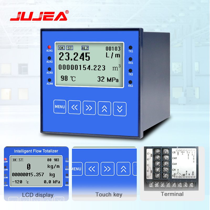 Digital Flow Meter Totalizer Intelligent Flow Integrator Relay Alarm Output Pressure Temperature Data Recorder