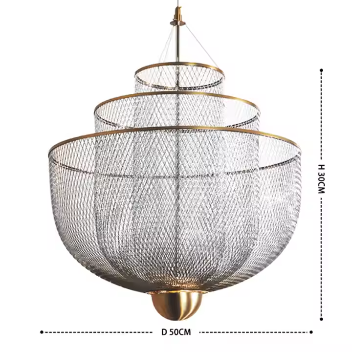 Retro Horn Shape Metal Mesh Pendant Light Hanging Light Restaurant Iron Led Metal Pendant Lamp Mesh Chandelier