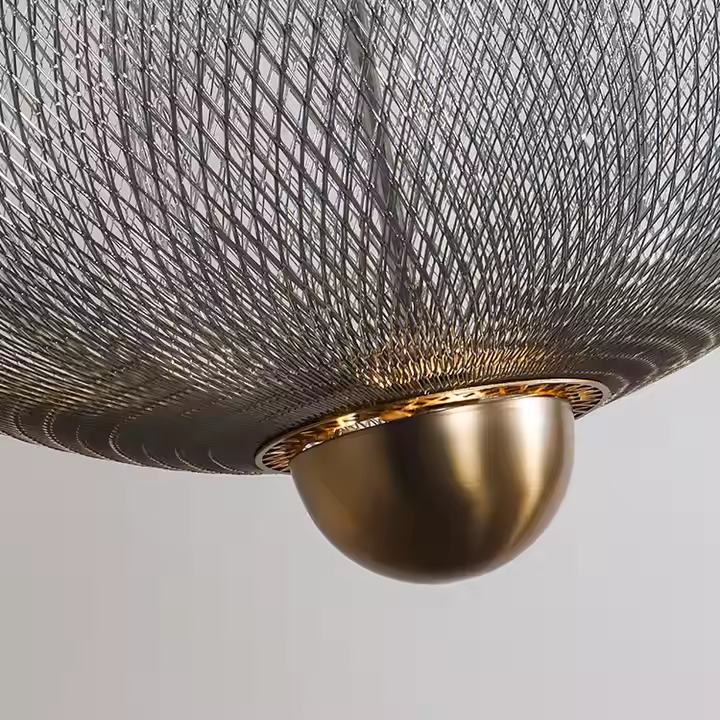 Retro Horn Shape Metal Mesh Pendant Light Hanging Light Restaurant Iron Led Metal Pendant Lamp Mesh Chandelier