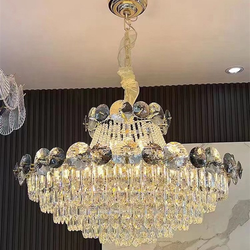 Modern Gold Round Indoor Luxury Led Lamp Home Crystal Chandeliers & Pendant Light